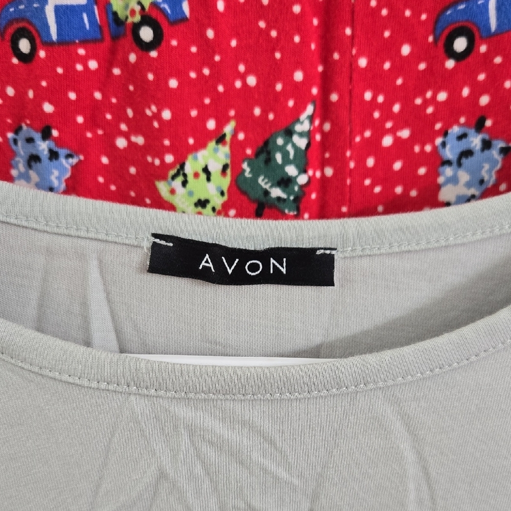 Avon Gray Pajama Set with Red Festive Truck - Picture 2 of 5